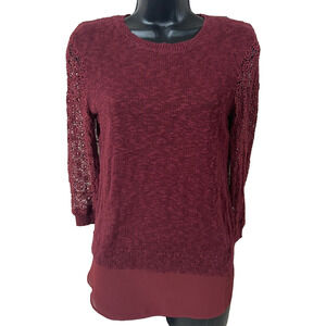 Lucky Brand Womens Sweater Size Small Long Sleeve Pullover Maroon Casual